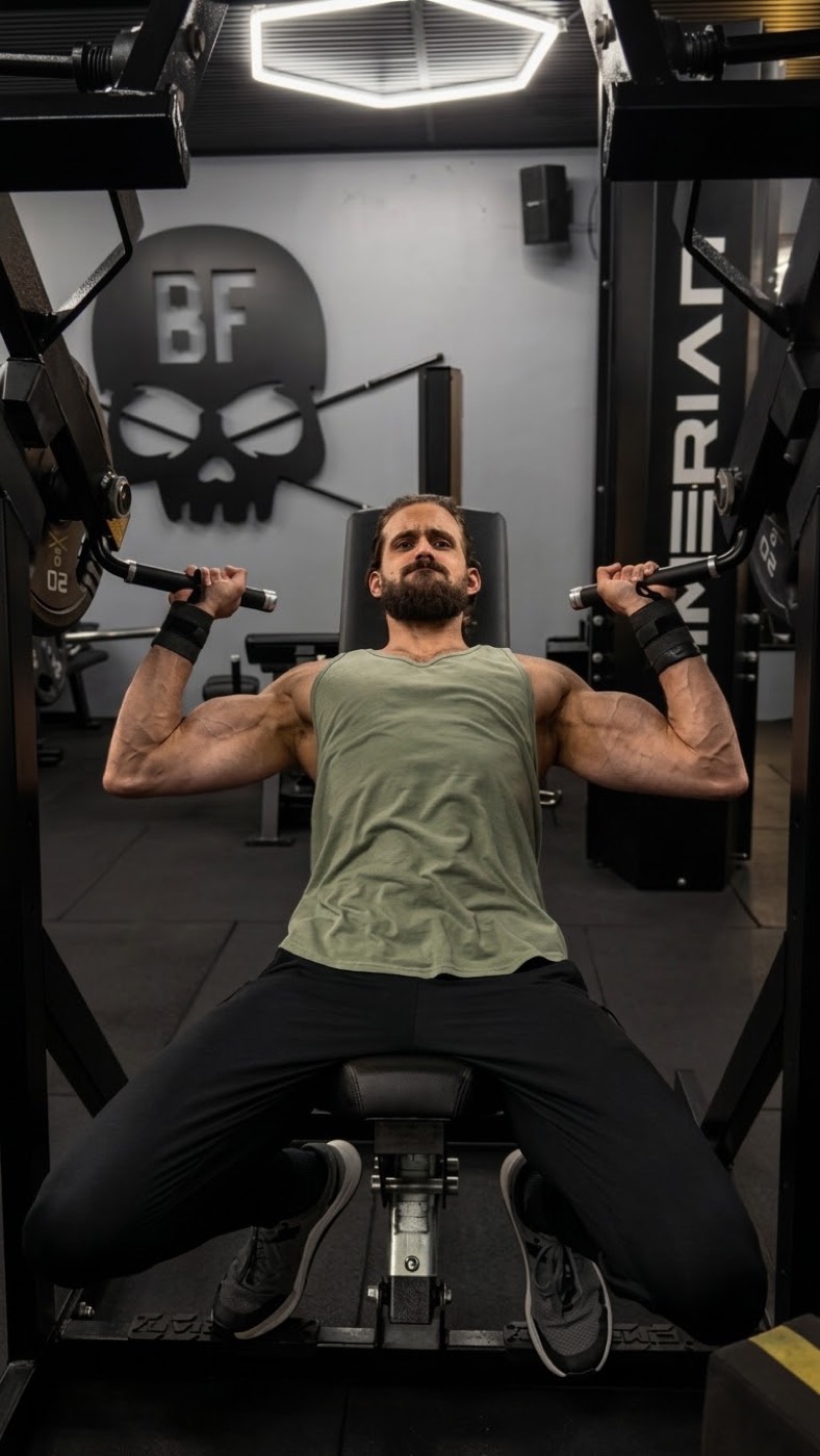 Luca Olivari alla chest press